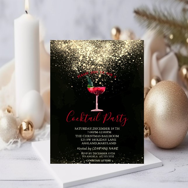 Invitation Fête de Noël au cocktail Confetti (Créateur téléchargé)