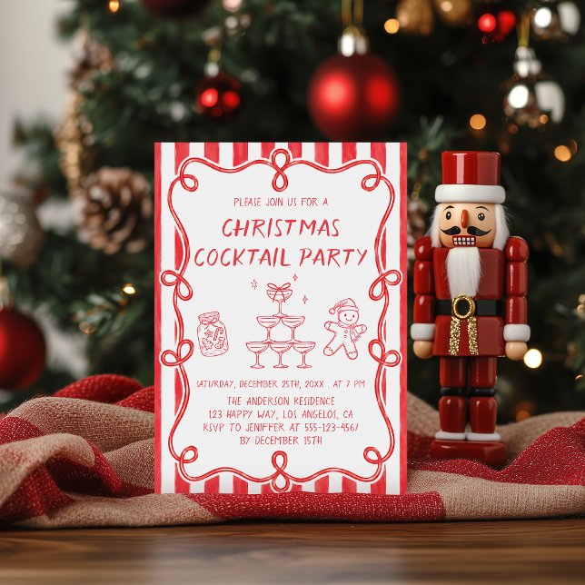 Invitation Fête de Noël au cocktail rouge    (Créateur téléchargé)