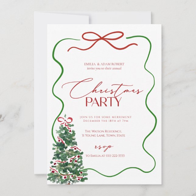 Invitation Fête de Noël au dessin fantaisiste  (Devant)