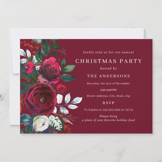 Invitation Fête de Noël au feuillage d'hiver de Bourgogne (Devant)