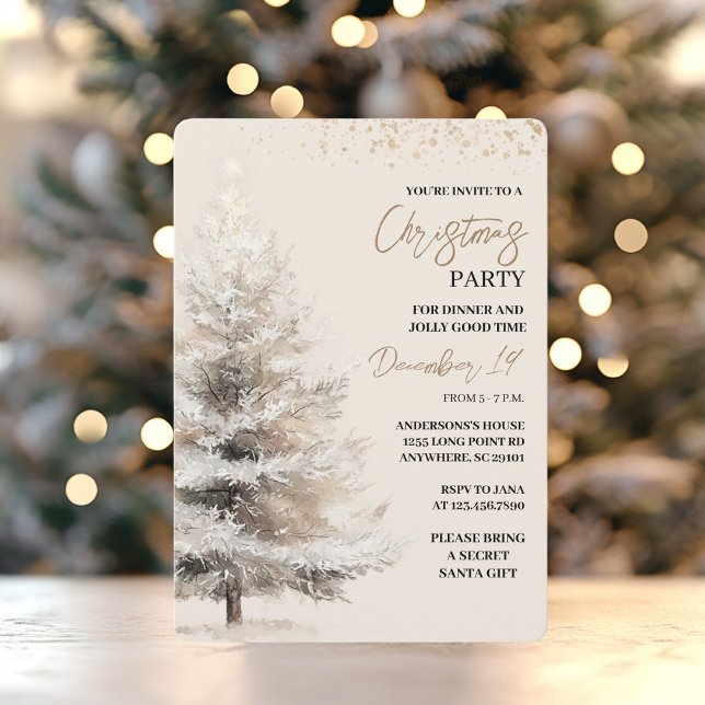 Invitation Fête de Noël au lavis neutre (Créateur téléchargé)