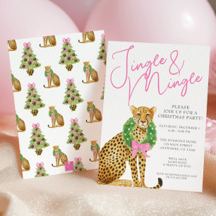 Invitation Fête de Noël au léopard Prépa à l'aquarelle