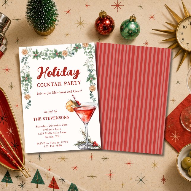 Invitation Fête de Noël au Martini rétro Cocktail Party (Créateur téléchargé)