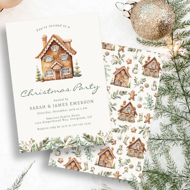 Invitation Fête de Noël au pain d'épice (Christmas Party Gingerbread Invitation
)