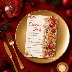Invitation Fête de Noël au pain d'épices fantaisiste