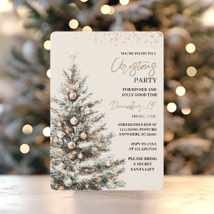 Invitation Fête de Noël au Parti Aquarelle Neutre
