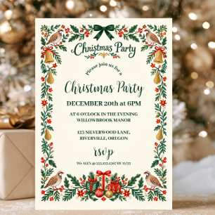 Invitation Fête de Noël au poirier aux perdrix