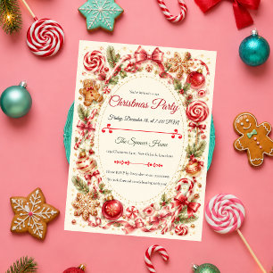 Invitation Fête de Noël au poivre menthe fantaisiste