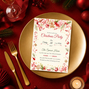 Invitation Fête de Noël au poivre menthe fantaisiste