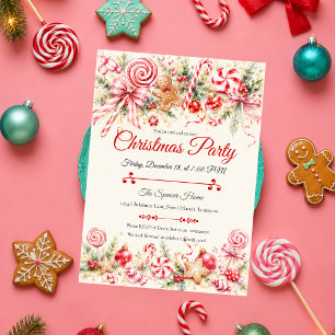 Invitation Fête de Noël au poivre menthe fantaisiste