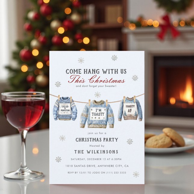 Invitation Fête de Noël au pull bleu clair  (Créateur téléchargé)