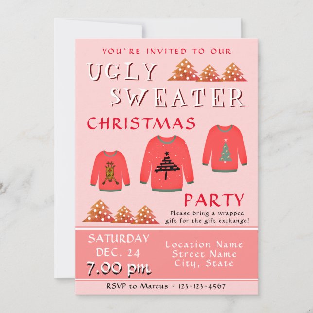 Invitation Fête de Noël au pull moche (Devant)
