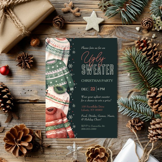 Invitation Fête de Noël au pull moche (Créateur téléchargé)