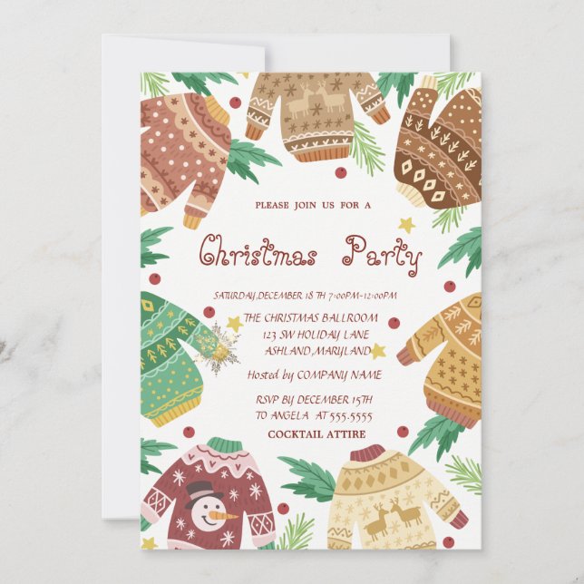 Invitation Fête de Noël au pull moche  (Devant)