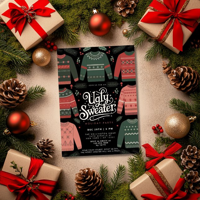 Invitation Fête de Noël au pull moche de Noël (Créateur téléchargé)