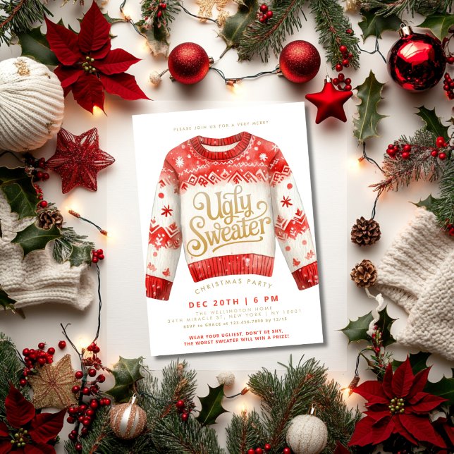 Invitation Fête de Noël au pull moche de Noël (Créateur téléchargé)