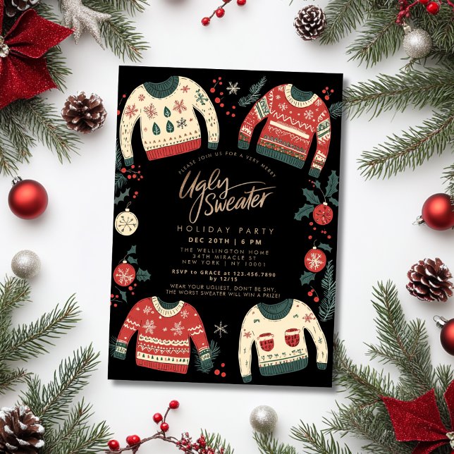 Invitation Fête de Noël au pull moche de Noël (Créateur téléchargé)