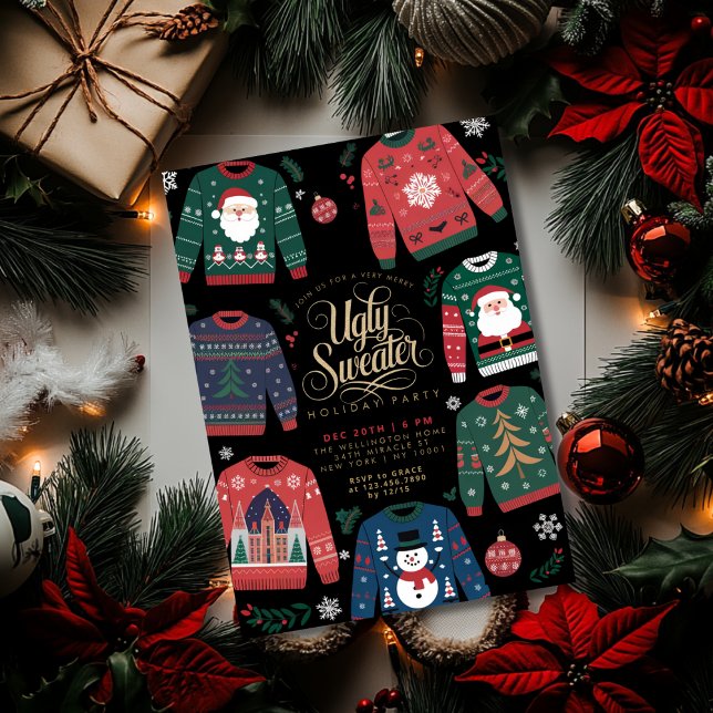 Invitation Fête de Noël au pull moche de Noël (Créateur téléchargé)