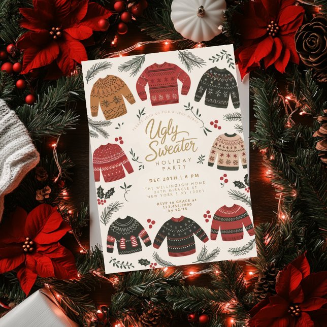 Invitation Fête de Noël au pull moche de Noël (Créateur téléchargé)