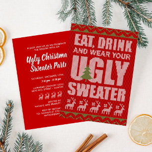 Invitation Fête de Noël au pull moche et bon marché