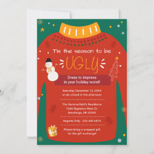 Invitation Fête de Noël au pull moche moderne