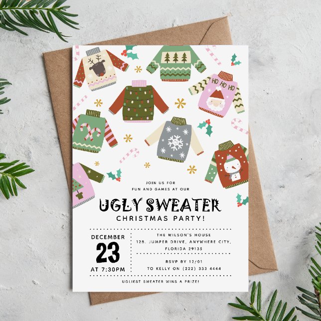 Invitation Fête de Noël au pull moche rétro (Créateur téléchargé)
