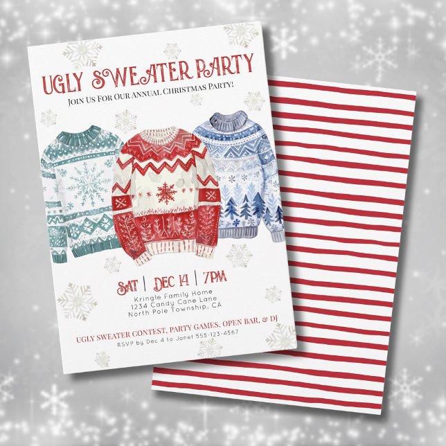 Invitation Fête de Noël au pull-over moche (Ugly Sweater Christmas Party Invitation)