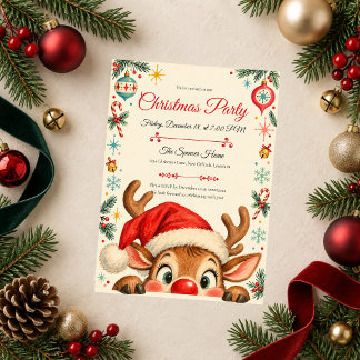 Invitation Fête de Noël au Renne Peekaboo