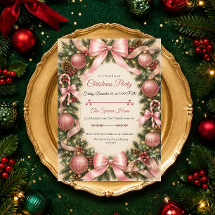 Invitation Fête de Noël au rose élégant