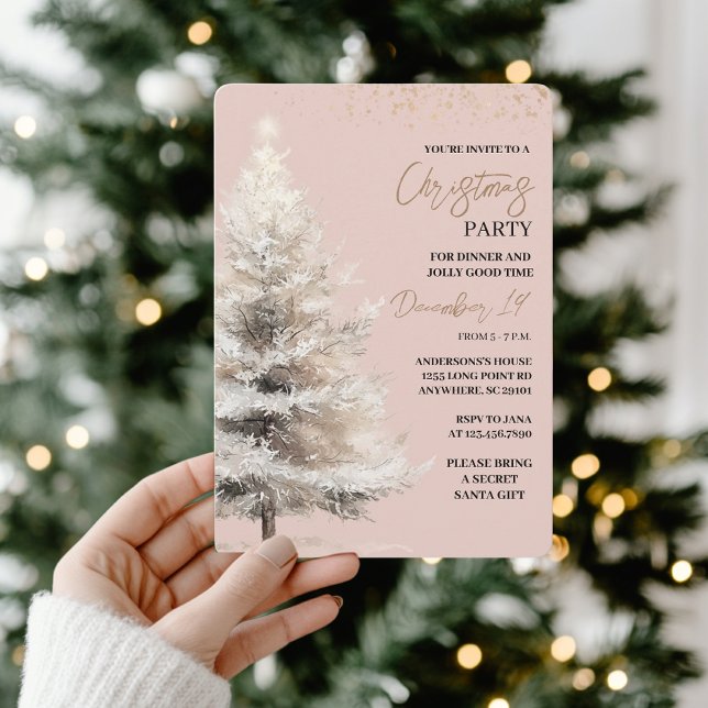 Invitation Fête de Noël au style aquarelle neutre (Créateur téléchargé)