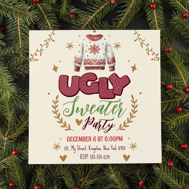 Invitation Fête de Noël au Sweat Ugly Fun Retro (Créateur téléchargé)