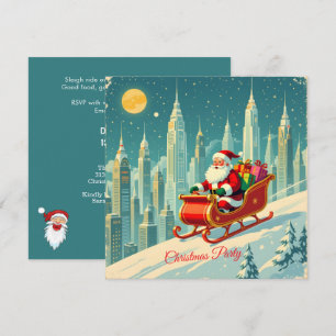 Invitation Fête de Noël au traîneau du Père Noël dans une vil