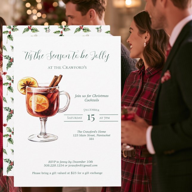 Invitation Fête de Noël au vin chaud  (Mulled Wine Christmas Party Invitation)