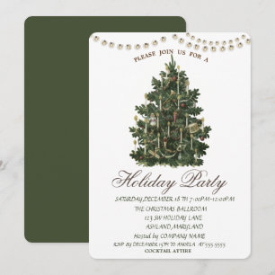 Invitation Fête de Noël autour d'un sapin de Noël vintage