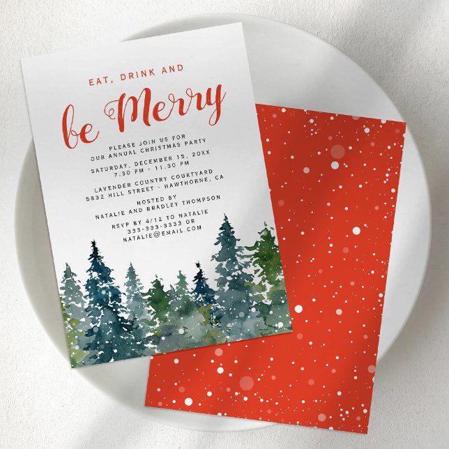 Invitation Fête de Noël autour d'un sapin rustique (Créateur téléchargé)