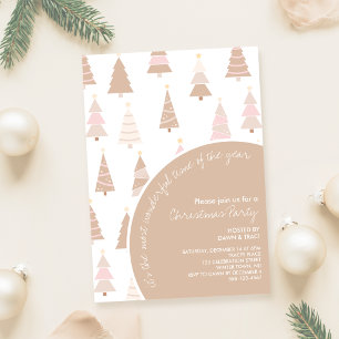 Invitation Fête de Noël aux Arbres Neutres + Roses