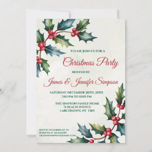 Invitation Fête de Noël aux Baies Rouges d'Hiver