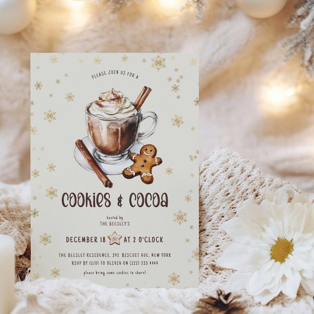 Invitation Fête de Noël aux biscuits mignons et au cacao (Créateur téléchargé)