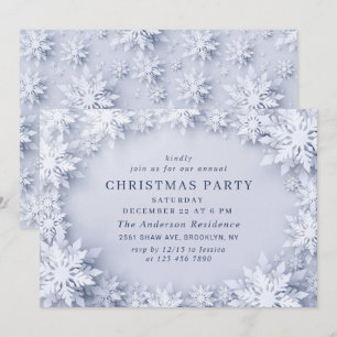 Invitation Fête de Noël aux flocons de neige élégants