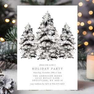 Invitation Fête de Noël aux Pins enneigés