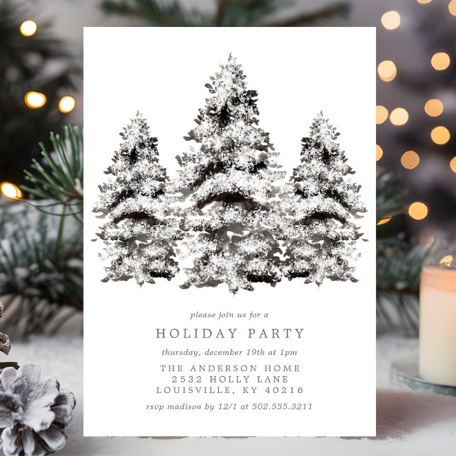 Invitation Fête de Noël aux Pins enneigés (Créateur téléchargé)
