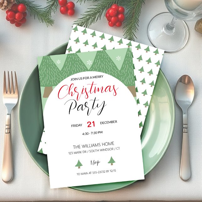 Invitation Fête de Noël avec arbre illustré (Créateur téléchargé)
