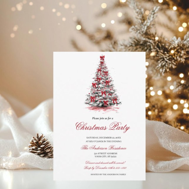 Invitation Fête de Noël avec baies rouges et verdure à l'aqua (Créateur téléchargé)