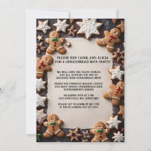 Invitation Fête de Noël avec des bonhommes en pain d'épices