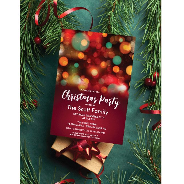 Invitation Fête de Noël avec des lumières de Noël (Créateur téléchargé)