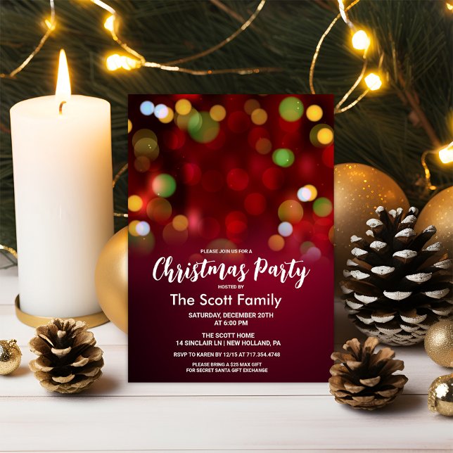 Invitation Fête de Noël avec des lumières de Noël (Créateur téléchargé)