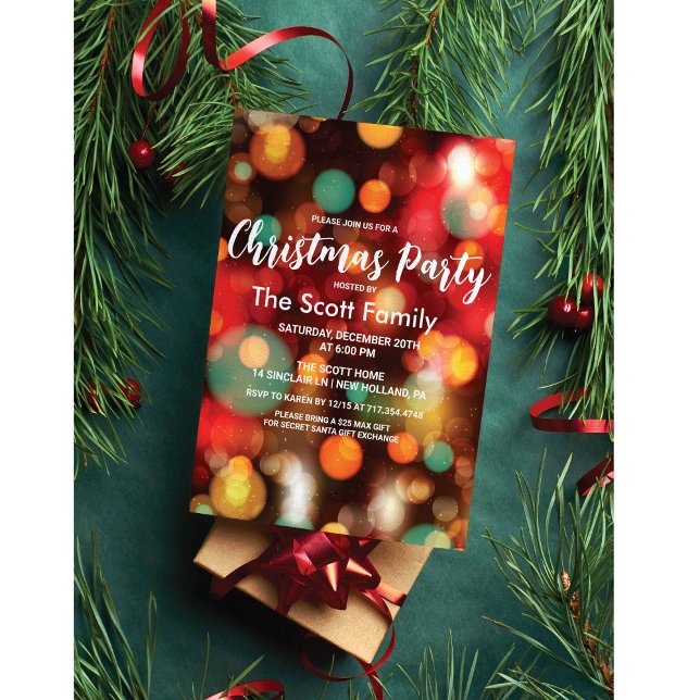 Invitation Fête de Noël avec des lumières de Noël (Créateur téléchargé)