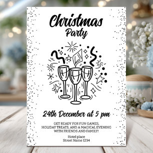 Invitation Fête de Noël avec des lunettes de Champagne