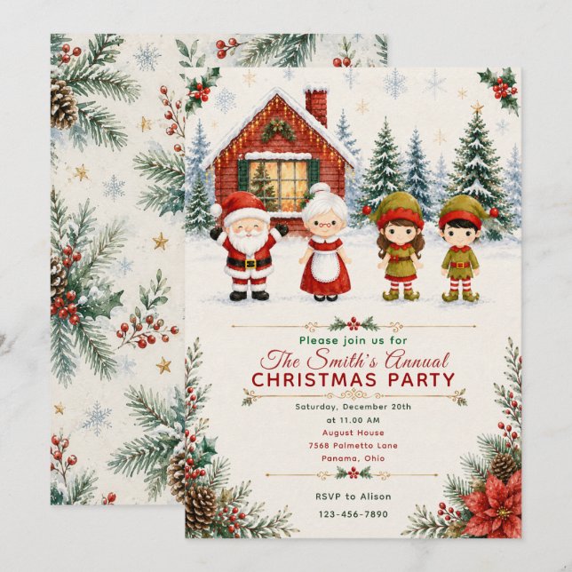 Invitation Fête de Noël avec le Père Noël (Devant / Derrière)