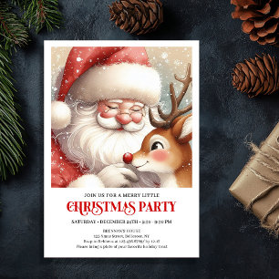 Invitation Fête de Noël avec le Père Noël et Rudolph